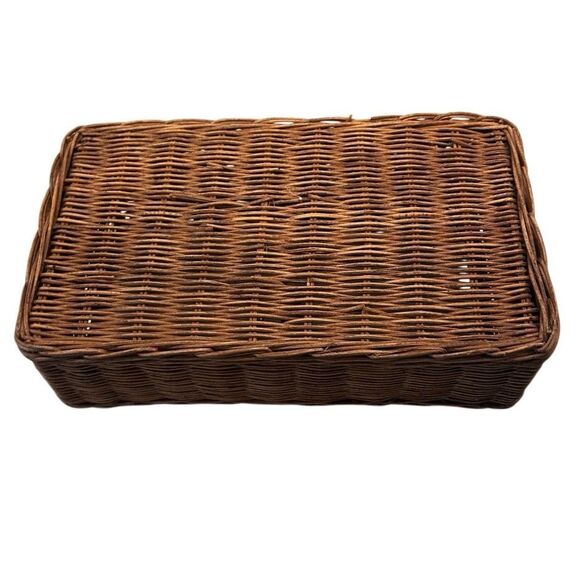 NWT Vtg Pier 1 Wicker Basket Medium Dark Brown Metal Frame Woven Rectangular - Picture 8 of 11